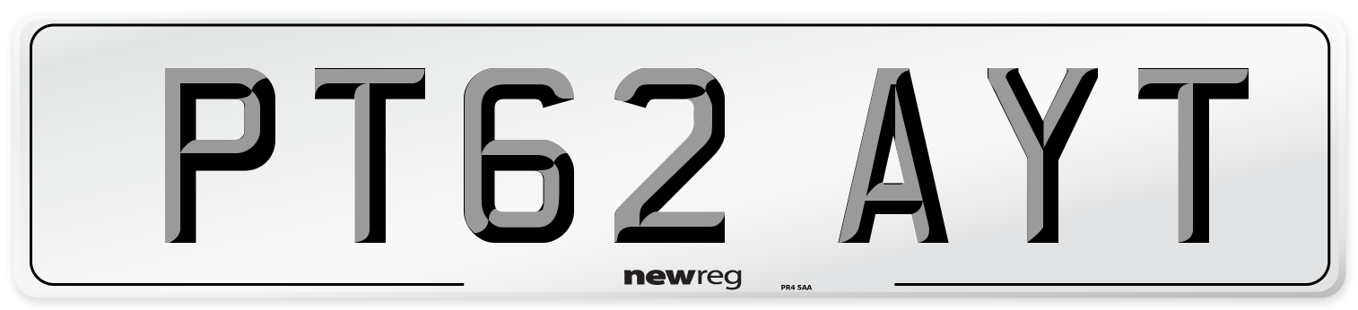 PT62 AYT Number Plate from New Reg